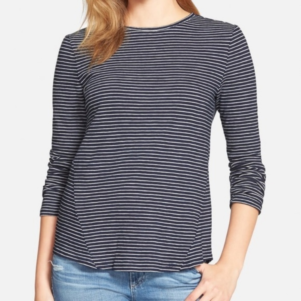Cupcakes & Cashmere Navy & White Striped Tee | M